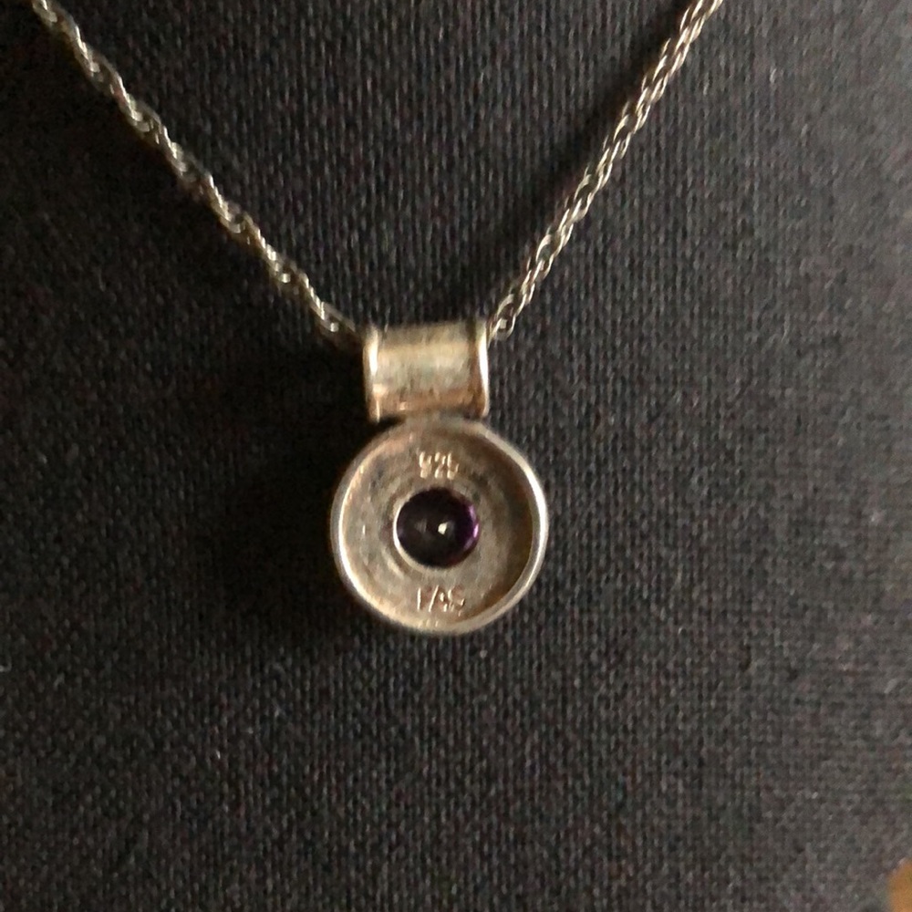 Vintage One of a Kind Amethyst/Marcasite .925 Necklace - Picture 5 of 6
